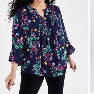 Style & Co. Navy Floral Blouse